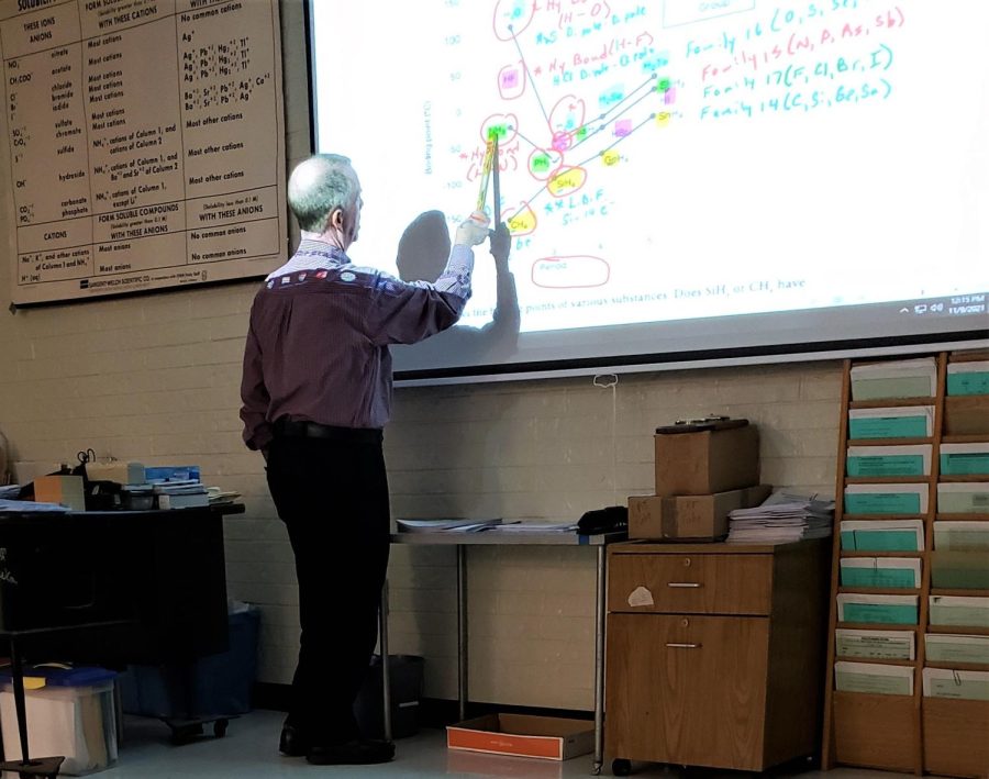 Chemistry+teacher+and+UIL+Science+Coach+Mr.+Massey+teaches+his+class.