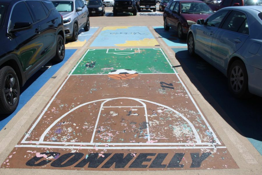 A students painted parking spot from last year.
